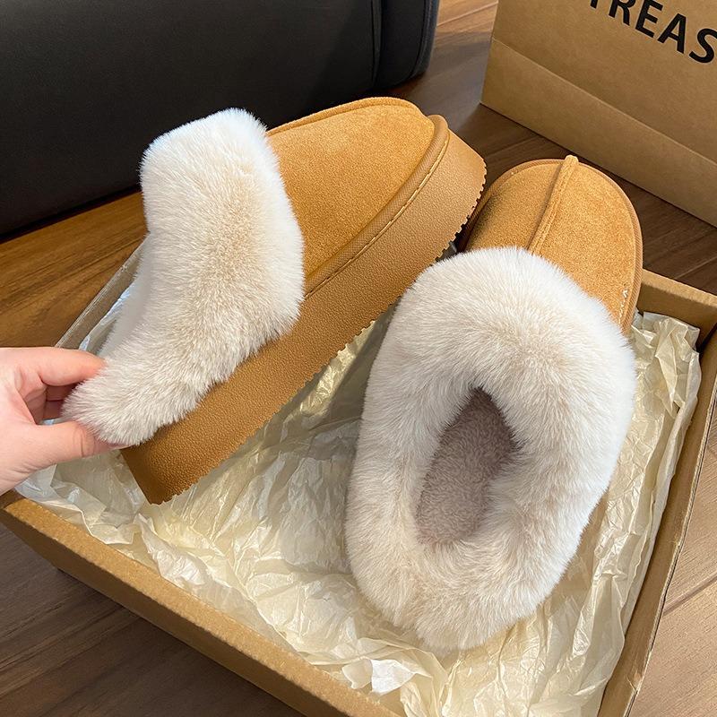 Plush Cotton Slippers Women's New Autumn and Winter Home Indoor Thick-soled Non-slip Velvet Warm Cotton Shoes