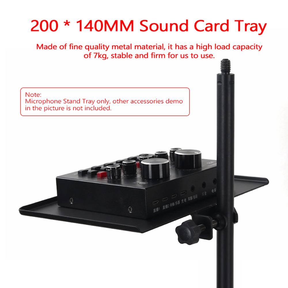 200 * 140MM Sound Card Tray Live Broadcast Microphone Rack Stand Tray Tripod Phone Holder for Outdoor Photography