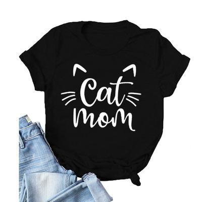 Кошка Мама Яркий Письменный Принт Женская Футболка Короткий Рукав O Шеи Свободная Женская Футболка Женская Футболка Топы Одежда Camisetas Mujer
