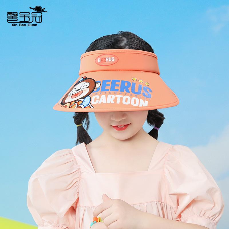 1105 summer children's hats male and female babies outdoor sunshade sunscreen hat cartoon cute big brim empty top sun hat