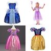 Элегантное детское платье принцессы для девочек для косплея Рапунцель Белль Золушки