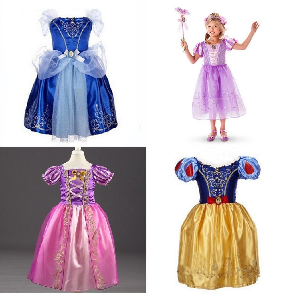 Элегантное детское платье принцессы для девочек для косплея Рапунцель Белль Золушки