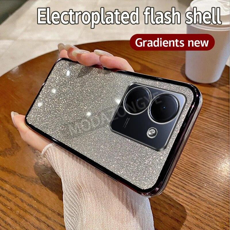 For VIVO Y36 4G Case Electroplating Luxury Soft Glitter TPU Back Cover VIVO Y36 5G Phone Casing For Girl Woman