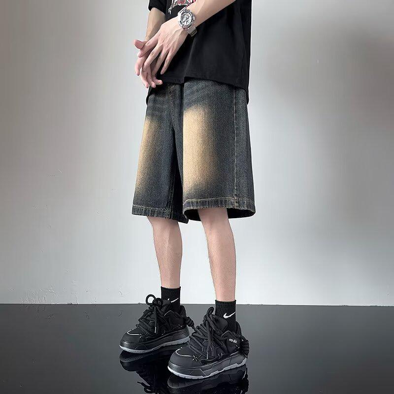 Мужские летние ретро-шорты из денима для работы - свободный крой, повседневная уличная мода