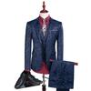 Suit Suit Men's Three-piece Spring Autumn and Winter New Korean Version Printed Suit Groom Wedding Dress Small Suit