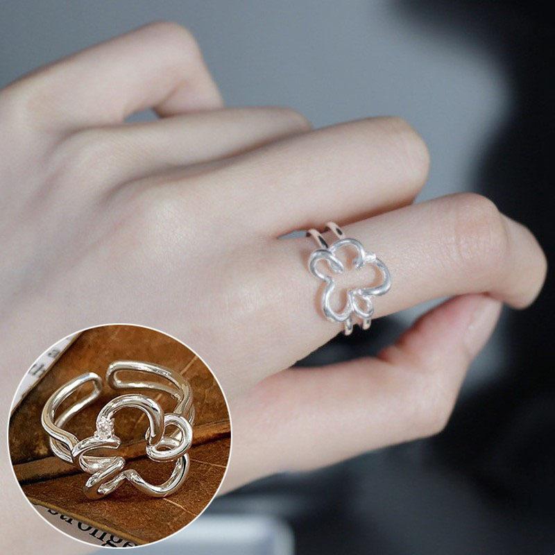 Женское ретро черное овальное геометрическое разомкнутое кольцо - Универсальное модное украшение на указательный палец