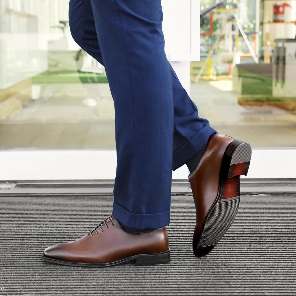 Деловая кожаная натуральная классическая роскошная внутренняя однотонная премиум темная обувь [Fox Sense], обувь, мужская кожа, обувь, мужская обувь, перья, носок, кожа,