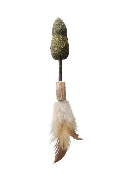Heart-shaped Catnip Lollipop with Silvervine Stick & Feather for Cats - Teeth Cleaning & Self-Entertainment Toy