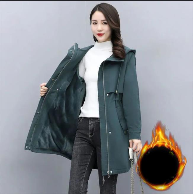 Женская парка Зимняя Корейская Плюшевая Утепленная Женская Куртка Дамское Теплое Пальто с Капюшоном Средней длины Повседневное Пальто