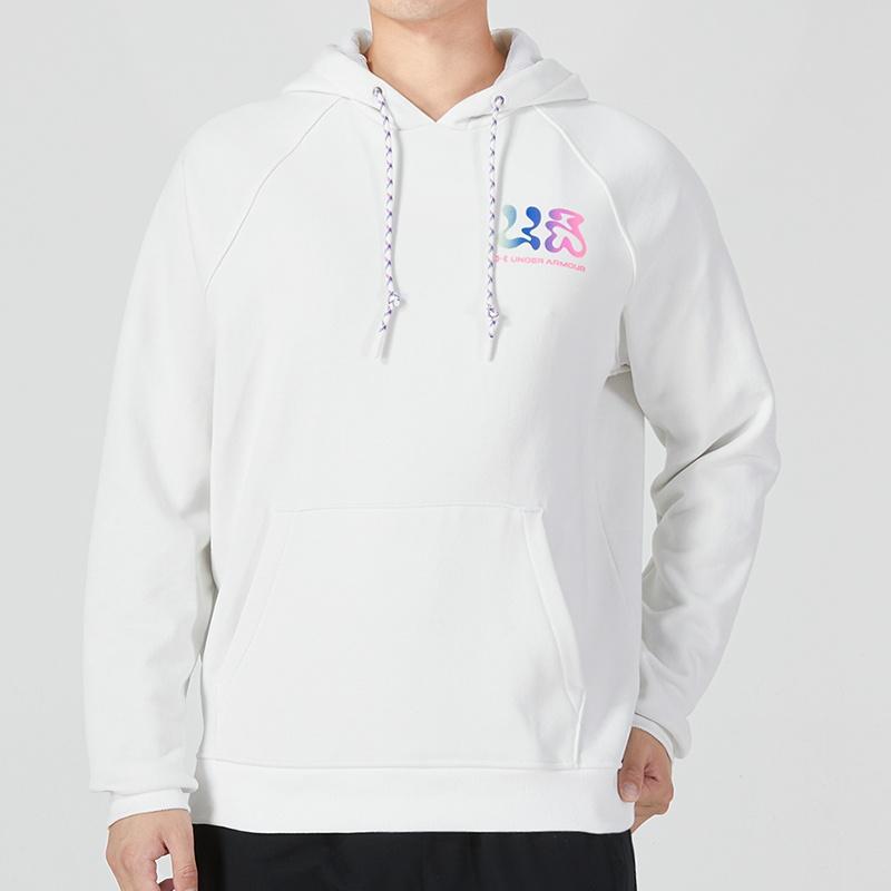 Under Armour Elevated Sweatshirts Men's White Hooded Moderate Regular Unisex 1373844-112
