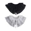 Korean Style Women False Collar Shawl Scarf Embroidery Floral Lace Half Shirt Double Layer Pleated Ruffles Poncho Cape