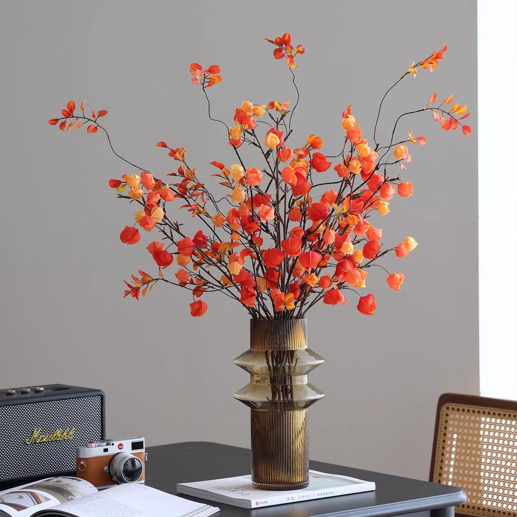 Contemporary Lantern Fruit Faux Flower Ornament for Living Room TV Cabinet Decoration