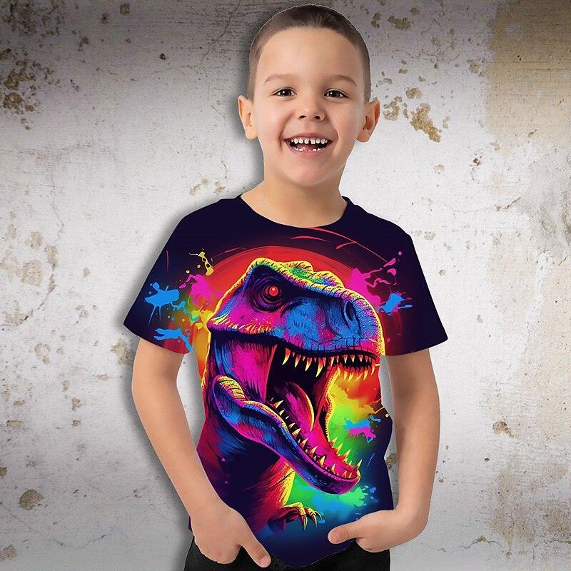 Летняя забавная детская футболка с короткими рукавами, повседневные детские футболки с 3D принтом животных, одежда, футболка для мальчиков и девочек