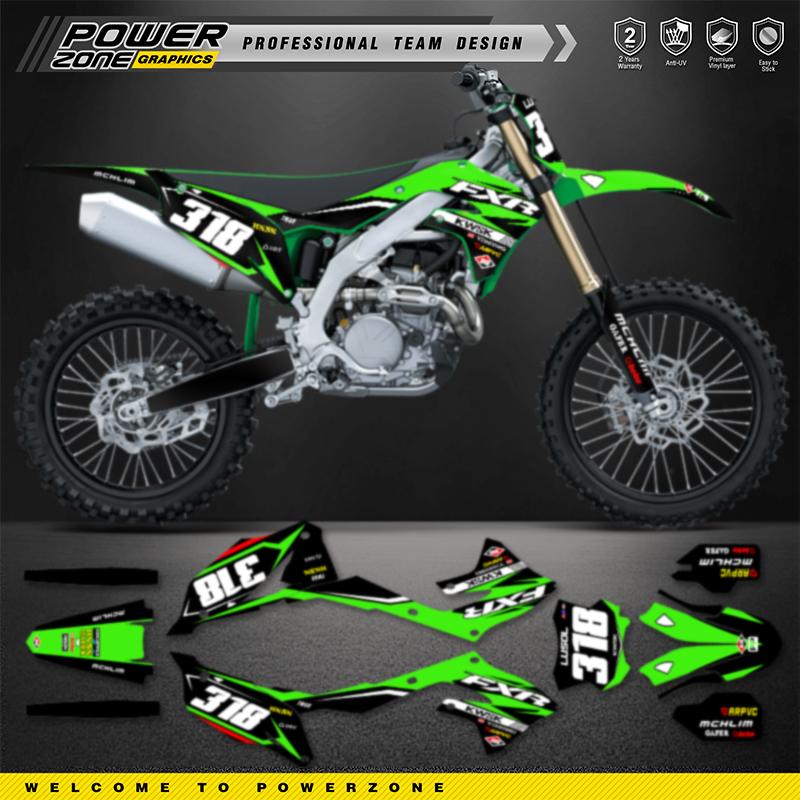 PowerZone Custom Team Adhesive Decals Vinyl Sticker Kit For Kawasaki 2019 -2023 KXF KX450 2021-2024 KXF KX250 Motorcycle 03
