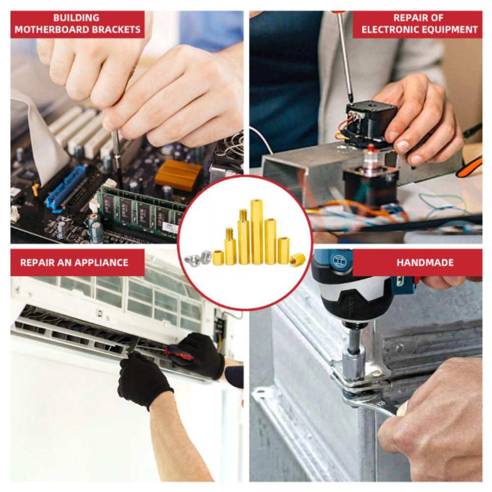 Шестигранные стойки для материнской платы (папа-мама), латунный материал, комплект винтов размера M2.5, M4, M3, латунные дистанционные стойки, сборка печатных плат