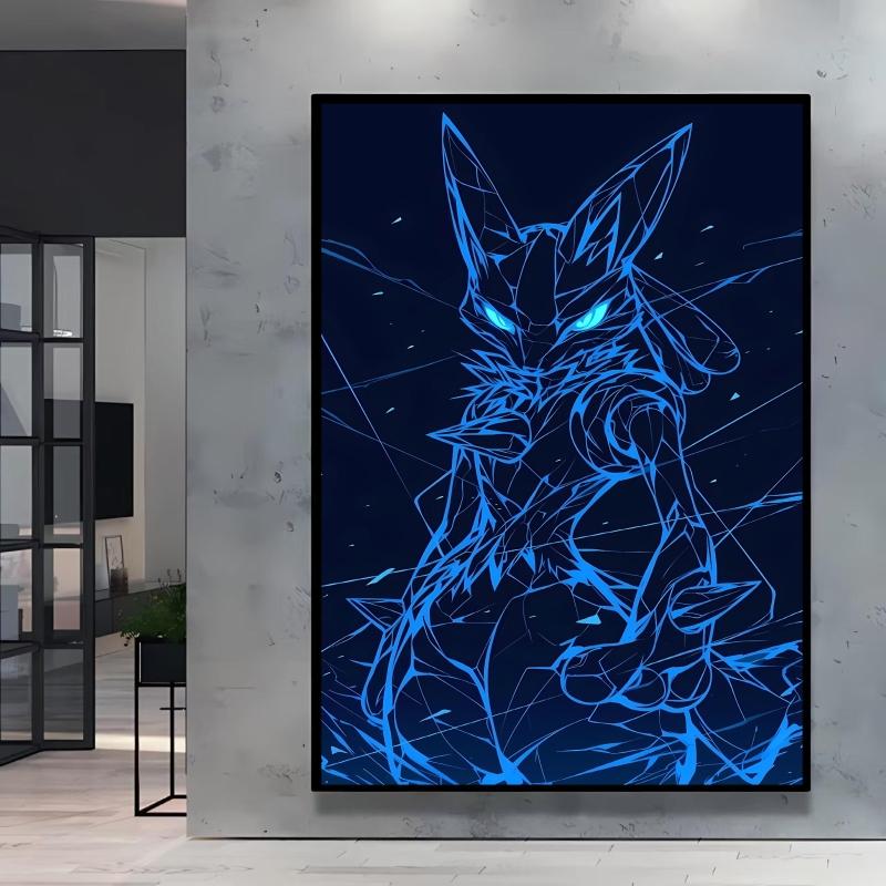 Cool Pokemon Lucario Wall Decoration High Quality Canvas Bright and Clear Colors Add A Mysterious Atmosphere To Your Home