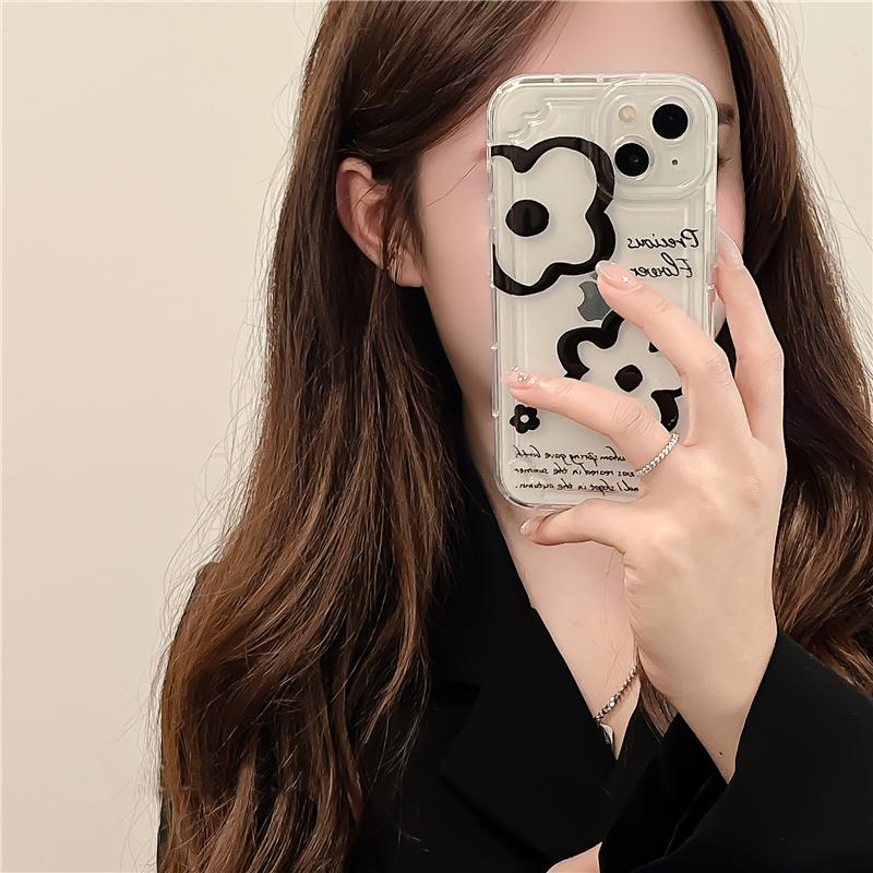 Силиконовый чехол Air Bag с черными цветами и цитатами для Iphone 13 14 12 11 Pro Max, мягкий противоударный чехол из ТПУ на заднюю панель телефона