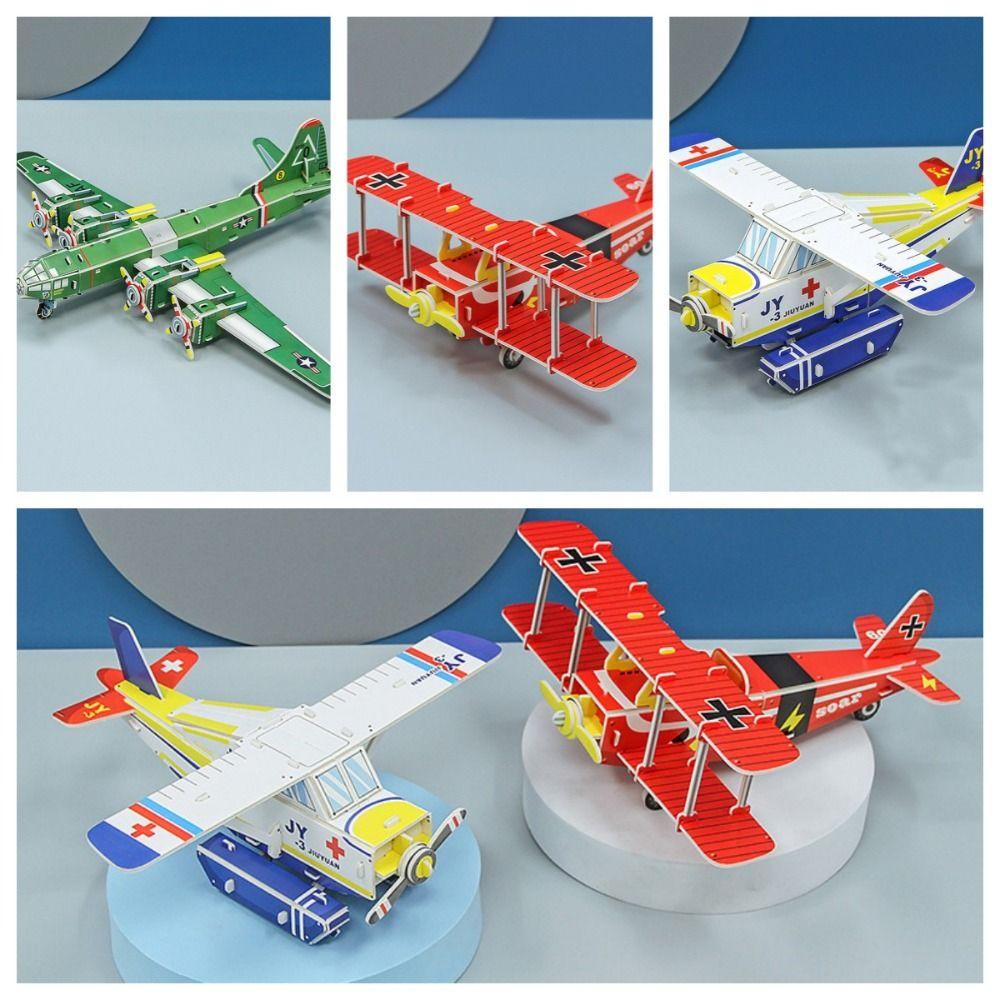 Handmade Airplane Puzzle 3D Education Puzzles Game Montessori Toys  Kids