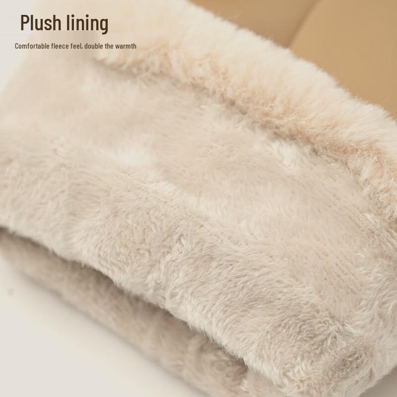 JIUMU Women's Winter Plush-Lined Leather Gloves