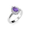 Drop Amethyst Stone Anturage Diamond Mount White Silver Triple Set Ожерелье Серьги Кольцо