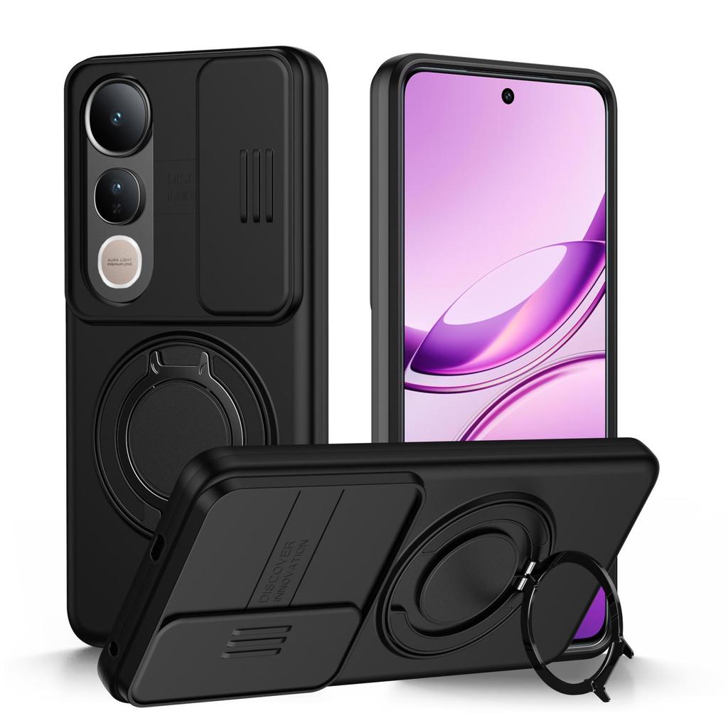 Slide Camera Lens Protector Case for Vivo V50 Lite Built-in 360° Rotatable Ring Kickstand
