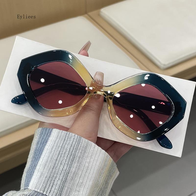 Retro Irregular Polygon Cat Eye Sunglasses Women Shades UV400 Fashion Trending Green Pink Men Sun Glasses lentes de sol mujer