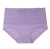 Fattened Plus Size Panties Breathable Lace Edge Solid Color Briefs High Waist