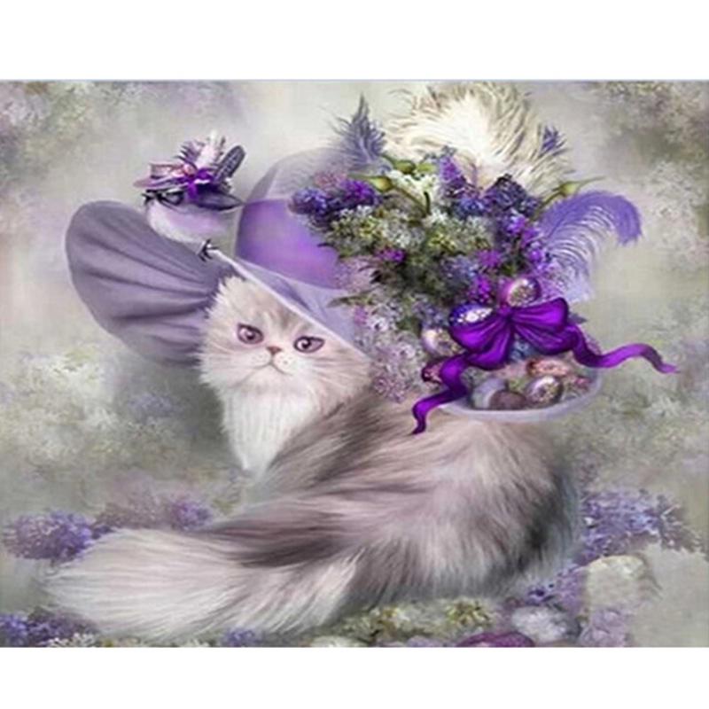 New Diamond Cats Painting Flower Diamond Embroidery Sale Animals Mosaic Pictures Of Rhinestones Home Decor