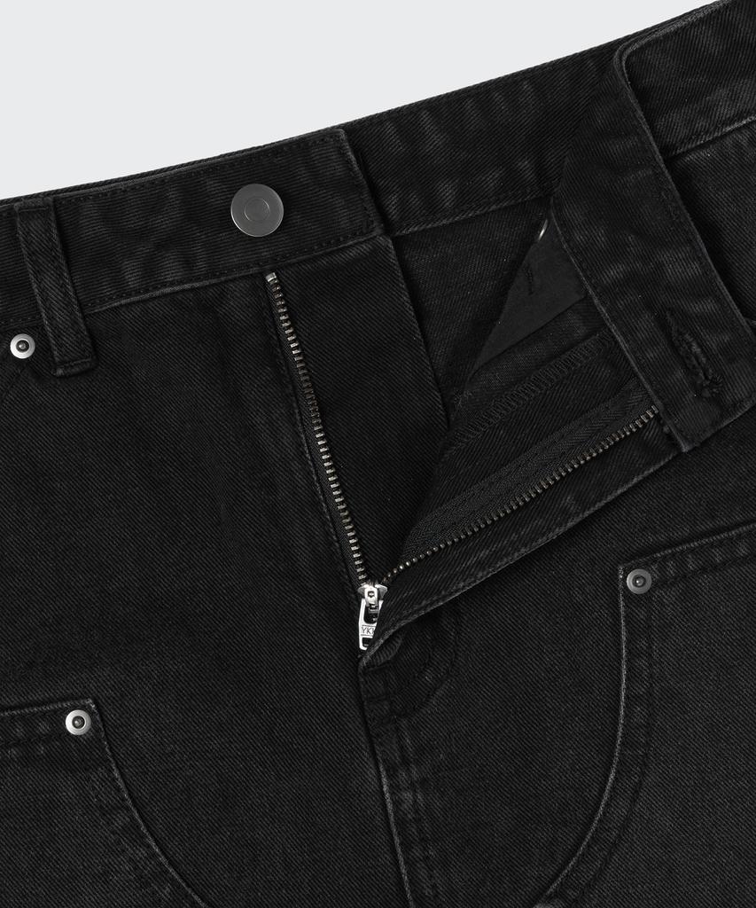 Musinsa Standard Woman Women'S Denim Double Knee Carpenter Mini Skirt [Washed Black]