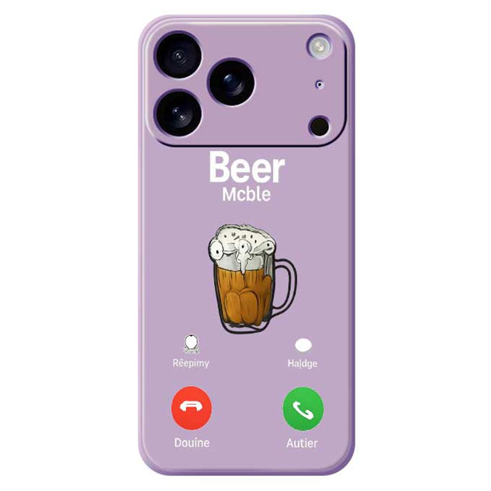 For iPhone 17 Pro Case Beer Pattern Printing Straight Edge TPU Phone Back Cover