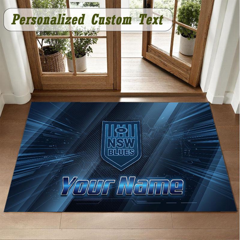 Crystal Velvet Square Rug Custom NameNSW Blues Pattern Non Slip Home Floor Decor Rug