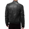 Winter business gentleman thermal zipper cardigan PU leather jacket stand-up collar slim leather jacket men