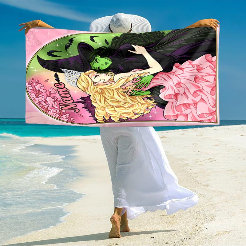 1PC Custom Name "Whispers Witches" Beach Towel Highly Absorbent And Sand-Resistant Towel for Swimming, Pool, Yoga, And Travel Lightweight