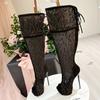 Eilyken Sexy Peep Toe Breathable Mesh Knee-High Boots Women Platform Ladies Shoes Elegant Stiletto Heels Sandals Booties