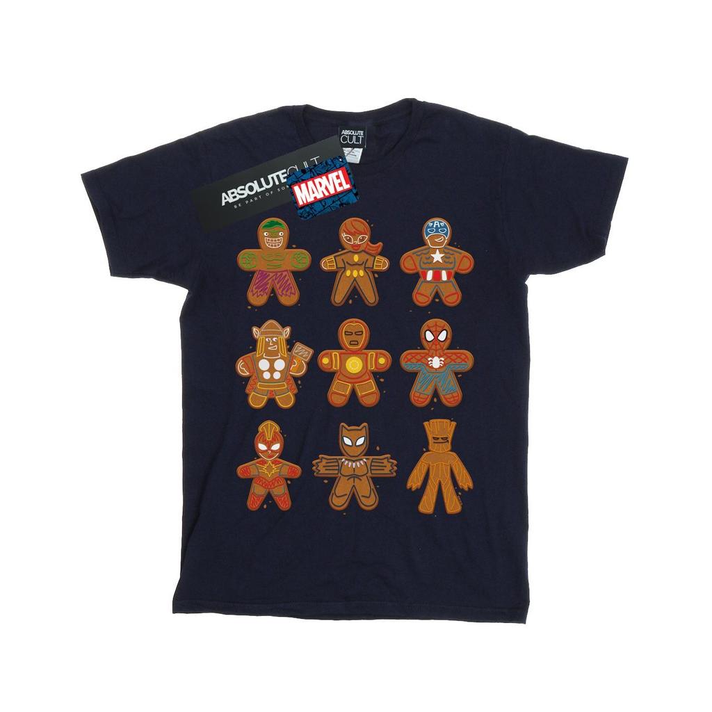 Marvel Womens/Ladies Avengers Christmas Gingerbread Cotton Boyfriend T-Shirt