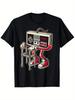 Retro Video Game Graphic T-Shirt - Vintage Arcade Design with Controller & Character - Black Tee - Soft Breathable Cotton Shirt