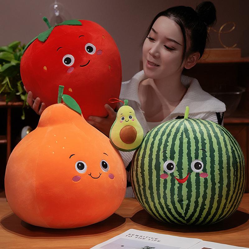 10-30Cm Cartoon Round Fruit Plush Doll Pendant Avocado Watermelon Orange Apple Pear Strawberry Plush Toy Home Decor Gift For Kid