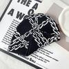 Y2k Goth Style Knit Hat With Chain Pattern For Streetwear And Hiphop Fans