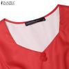 ZANZEA Women Casual Square Neck Summer Short Sleeve Print Dress