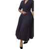 L51 Women's Suit Collar Tie-Waist Pleated African Dress