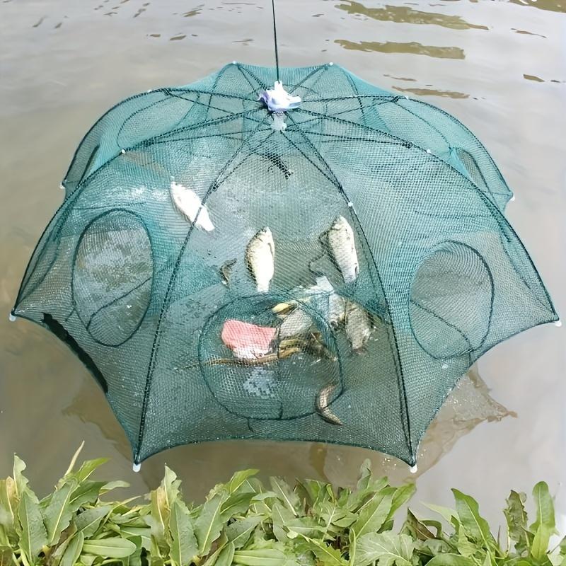 10-hole Portable Fishing Net - Durable Nylon Shrimp, Crab and Fish Catching Tool, Suitable for Outdoor Fishing Adventures.