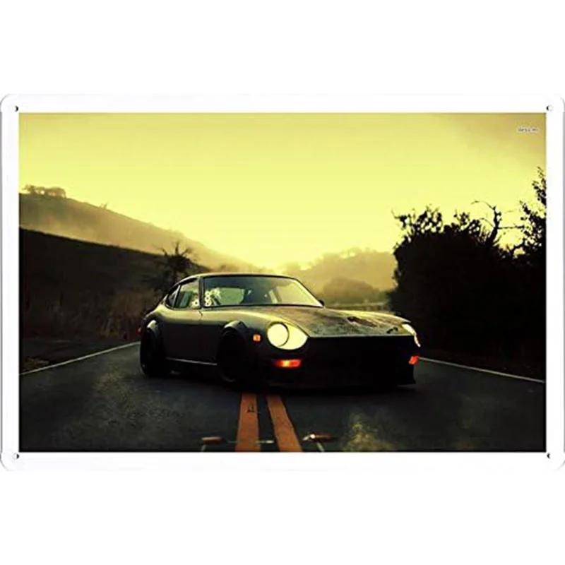 Автомобильные металлические жестяные таблички Плакат Декор стены спортивного автомобиля Винтажные художественные постеры Железная живопись для мужской комнаты Домашнего кафе Гаража Клуба Бара