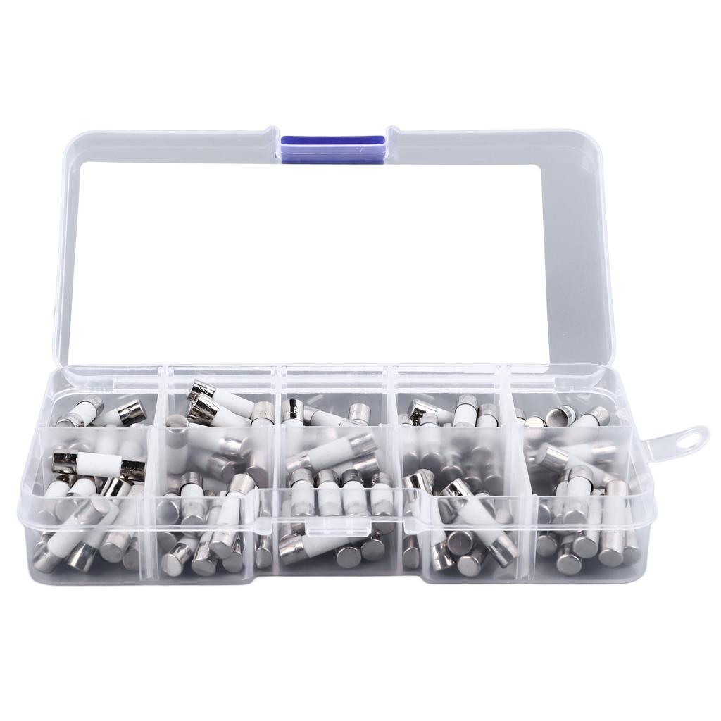 100 шт. набор трубчатых предохранителей 5x20 мм многофункциональные керамические трубчатые предохранители ассортимент комплект 250 В 0,5 А до 30 А