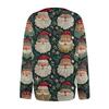 Women's Fashion Christmas Print Long Sleeve Knitted Cardigan Button Jacket