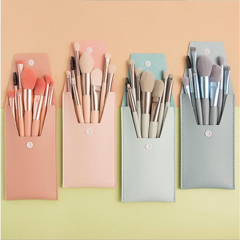 8 Pcs Mini Makeup Brush Set Portable Foundation Powder Blush Eyeshadow Eyelash Travel Brush