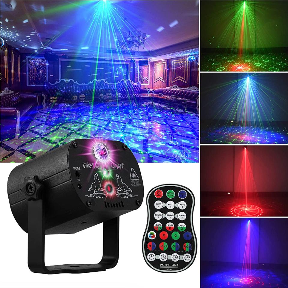 Дискотека RGB Лазерный сценический луч Звуковая активация DJ Вечерние огни со стробоскопическим эффектом вспышки