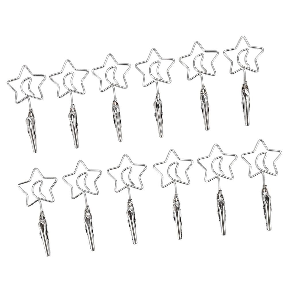 12pcs 2.8in Double Headed Memo Clip Metal Card Holder Wire Photo Clamp for Hanging Photo Display