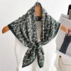 French Flower Floral Square Scarf Women'S 65 × 65Cm Neck Scarf Thin Herringbone Cotton And Linen Feel Velvet Scarf