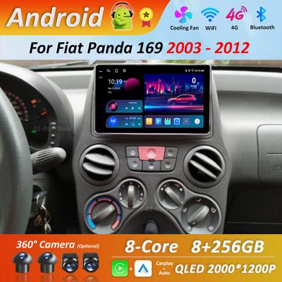 Автомагнитола Android 14 Интеллектуальная система для Fiat Panda 169 2003 - 2012 Авторадио DVD 4G LTE 2 DIN Стерео BT Мультимедиа DSP