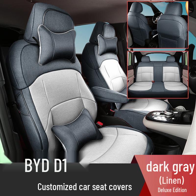 Всесезонные льняные чехлы на сиденья автомобиля для BYD D1 - Полное покрытие